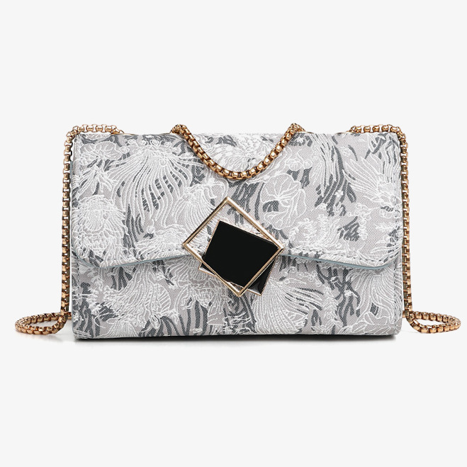 Broderet Kæde Lille Firkantet Taske Skuldertaske National Element Dame Crossbody Taske