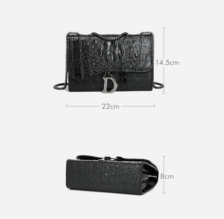 Messenger Bag Damer Taske Sommer Retro Kæde Tekst Krokodillemønster Lille Firkantet Taske