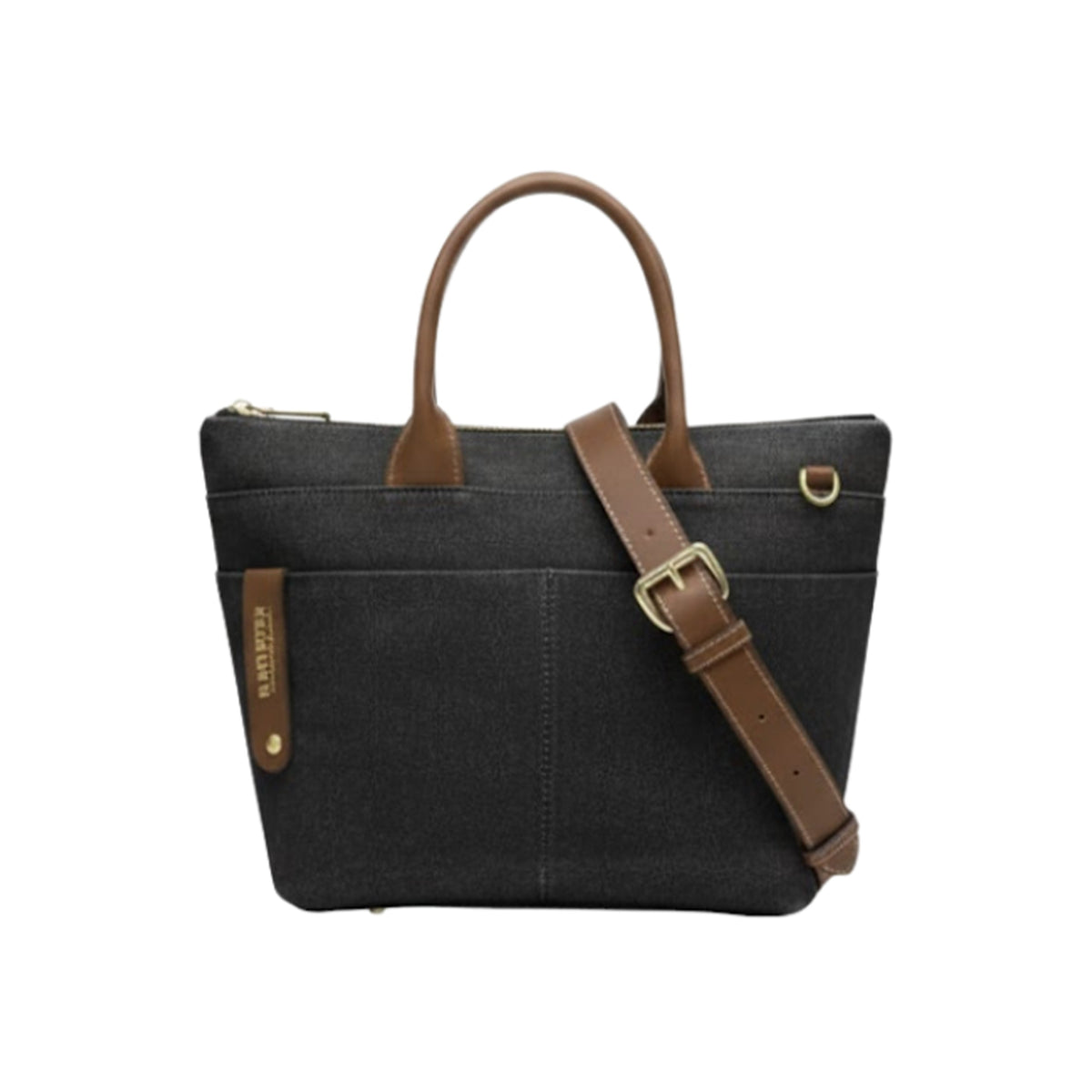 Dot | Lille Tote | Sort Vasket Lærred + Brun