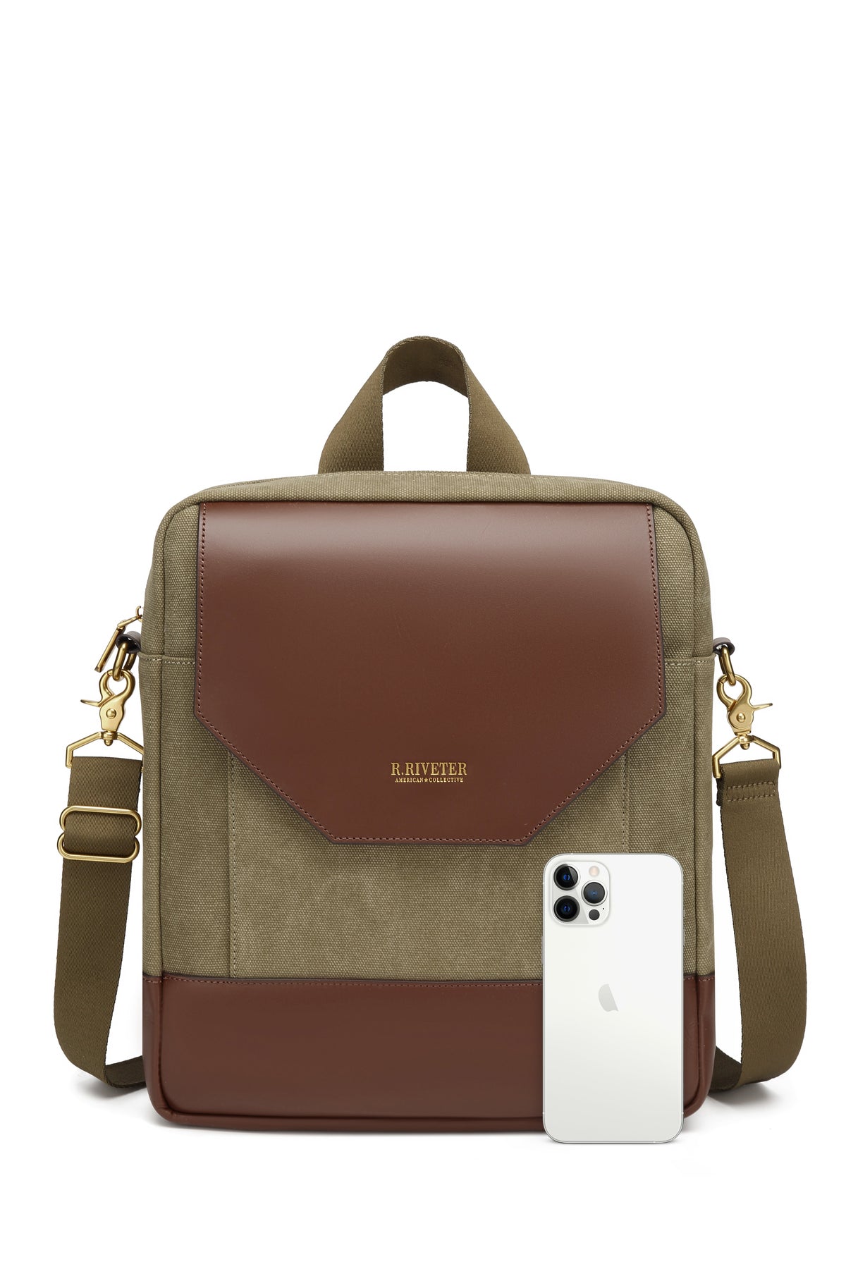 Corbin | Canvas med slidt look + brunt læder