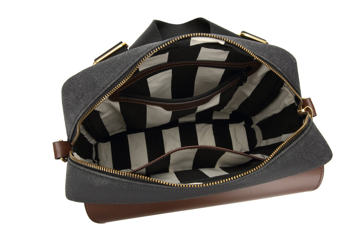 Corbin | Canvas med slidt look + brunt læder