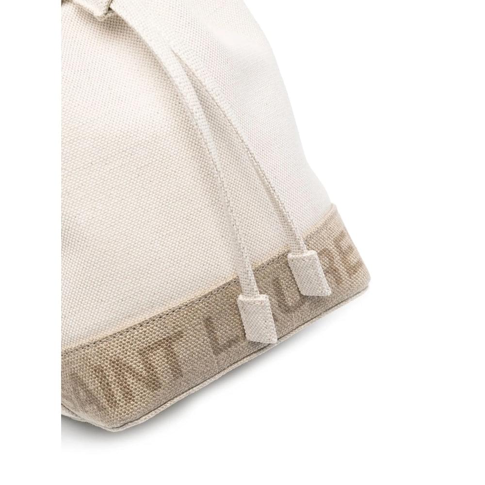 Saint Laurent Jacquard Logo Canvas Bucket Bag – Chalk