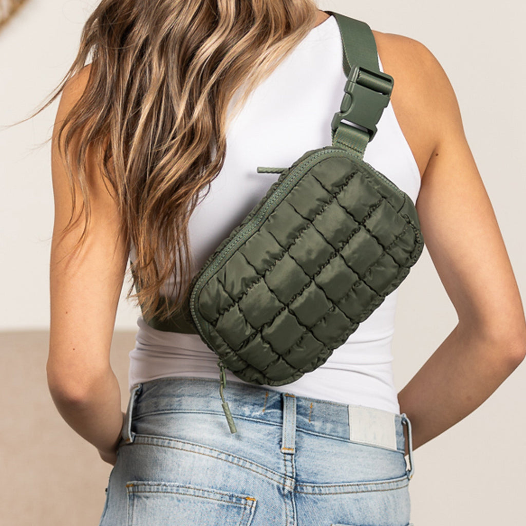 Evyn Quiltet Puffer Sling Crossbody Bælte Mave Taske