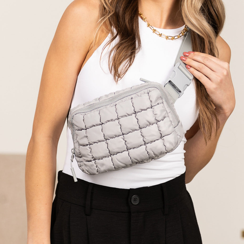 Evyn Quiltet Puffer Sling Crossbody Bælte Mave Taske