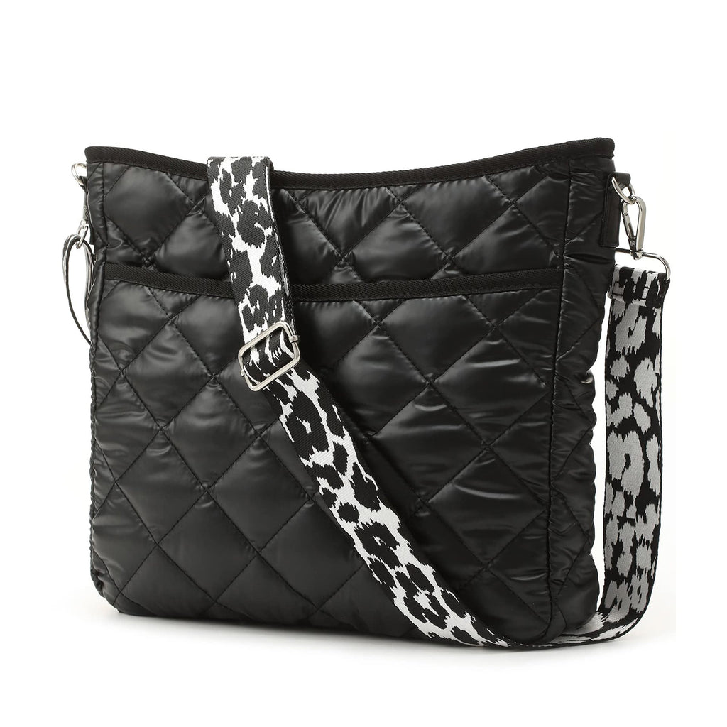 Jenna Quiltet Puffer Leopard Crossbody Taske