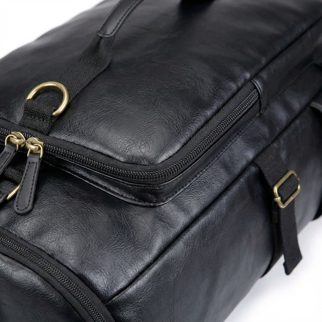 Men's Vegan Leather Duffel Bag – Convertible 40L Travel