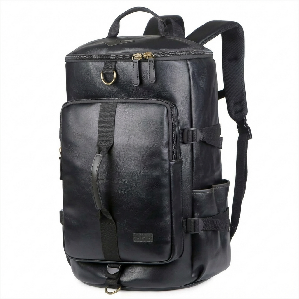 Men's Vegan Leather Duffel Bag – Convertible 40L Travel