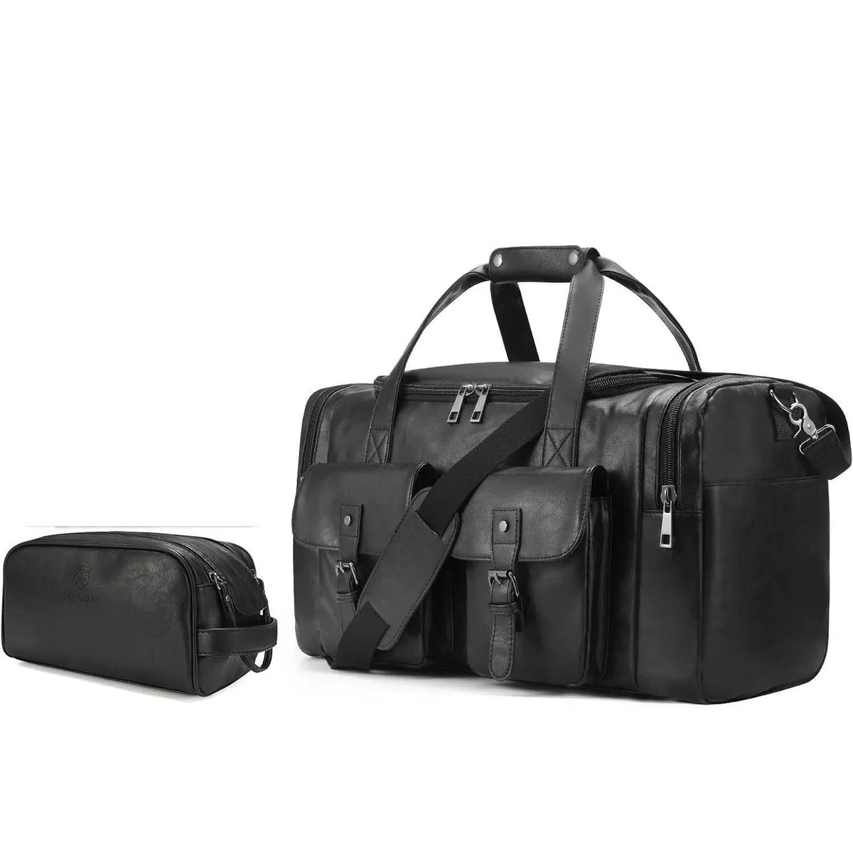 Men’s Vegan Leather Duffel Bag – With Toiletry Set