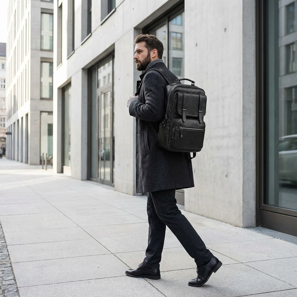 Men's Vegan Leather Backpack – Structured Travel Carry