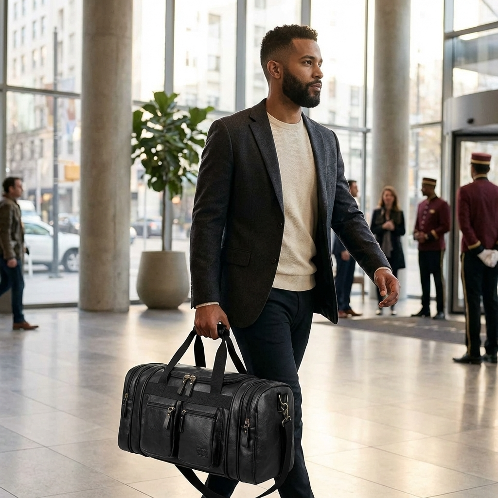 Men's Vegan Leather Duffel Bag – Organized Travel Carry
