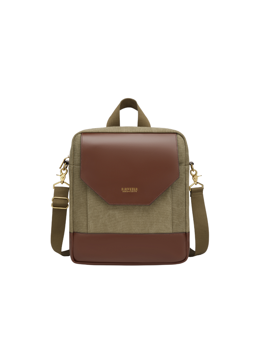 Corbin | Canvas med slidt look + brunt læder