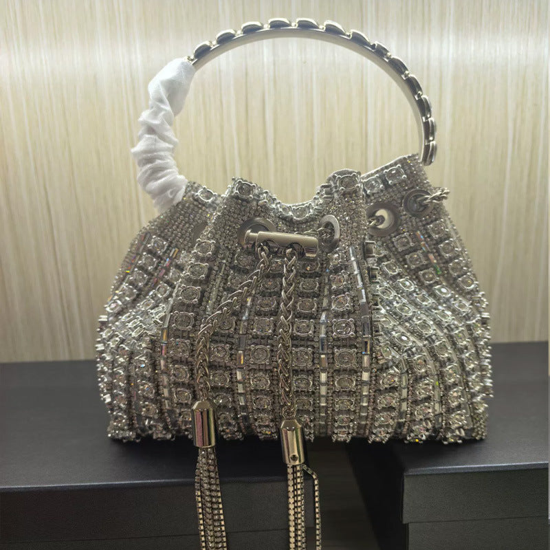 Aftentaske Raffineret Rhinestone Håndtaske Kæde Enkel Fuld Juvelbesat Spandtasker