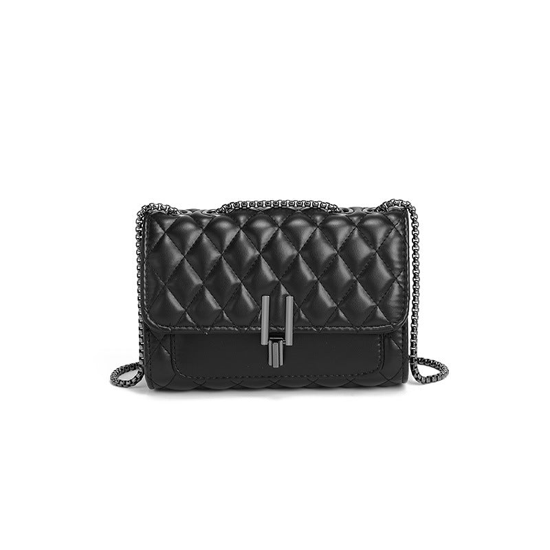 Rhombus Broderi Linje Lille Firkantet Taske Dame Sommer All Match Skuldertaske Praktisk Stor Kapacitet Crossbody Kædetaske