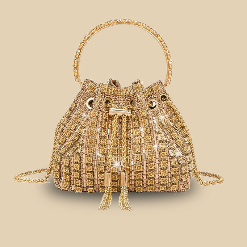 Aftentaske Raffineret Rhinestone Håndtaske Kæde Enkel Fuld Juvelbesat Spandtasker