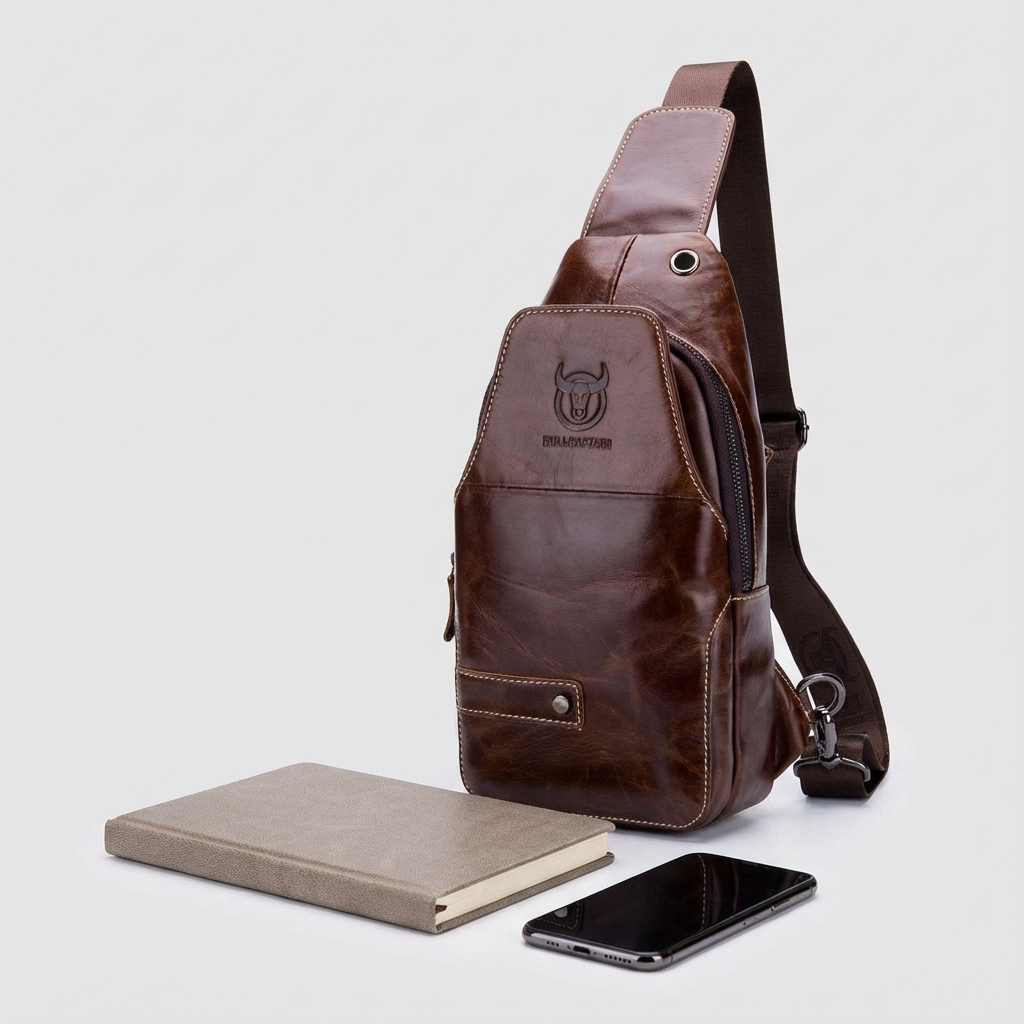 Men's Genuine Leather Sling Bag – Structured Office Carry