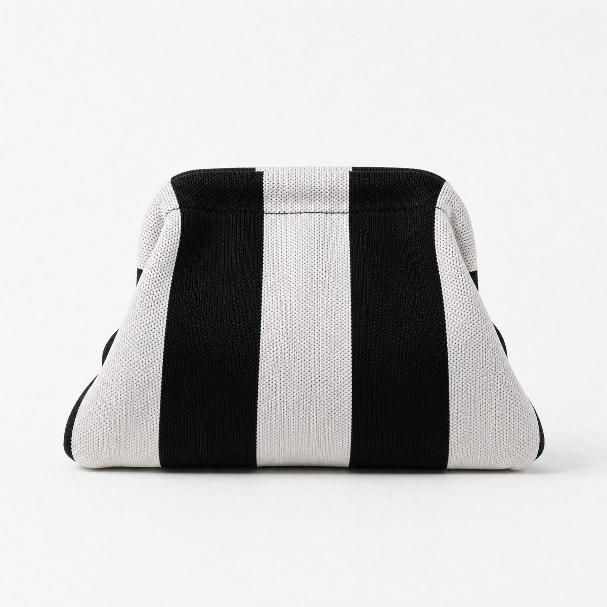 Black and white striped machine washable everywhere clutch bag, perfect for versatile styling and ease of maintenance.