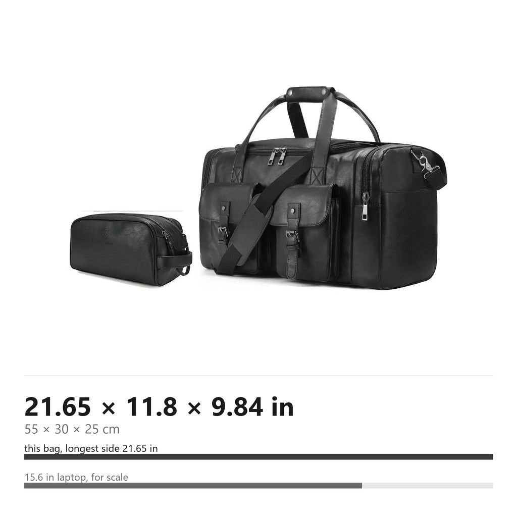 Men’s Vegan Leather Duffel Bag – With Toiletry Set
