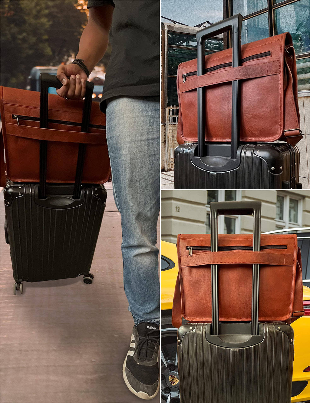 Herre-messengerbag i fuldnarvet læder – Raffineret taske til erhvervslivet