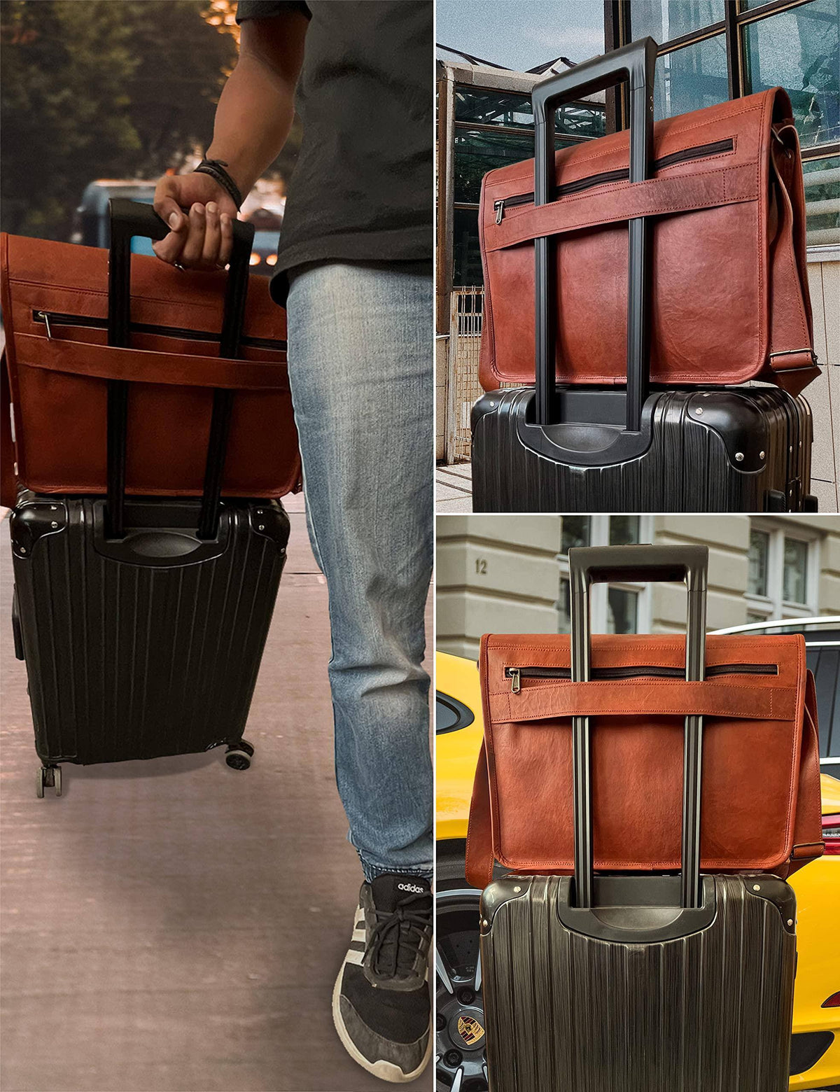 Herre-messengerbag i fuldnarvet læder – Raffineret taske til erhvervslivet
