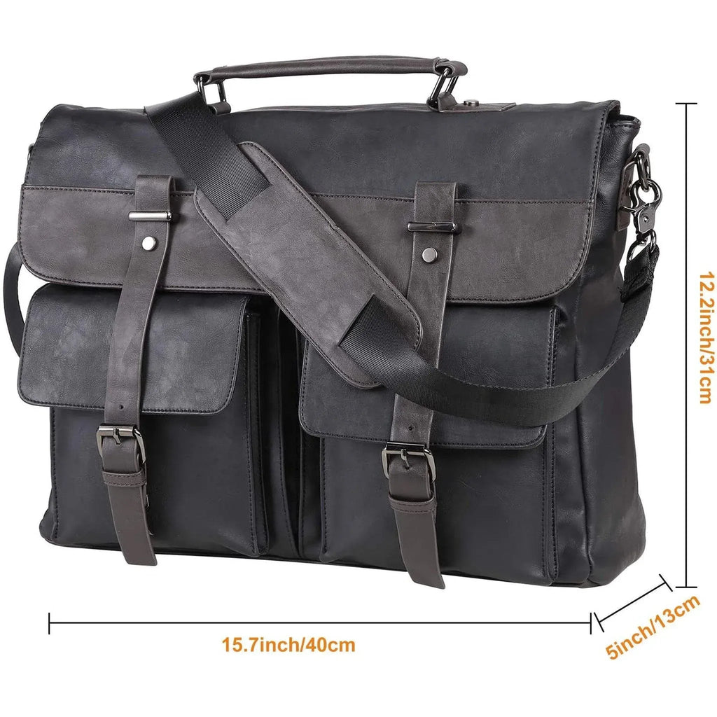Men's Vegan Leather Messenger Bag – Professional Utility Carry