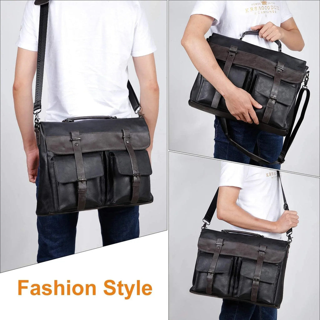 Men's Vegan Leather Messenger Bag – Professional Utility Carry