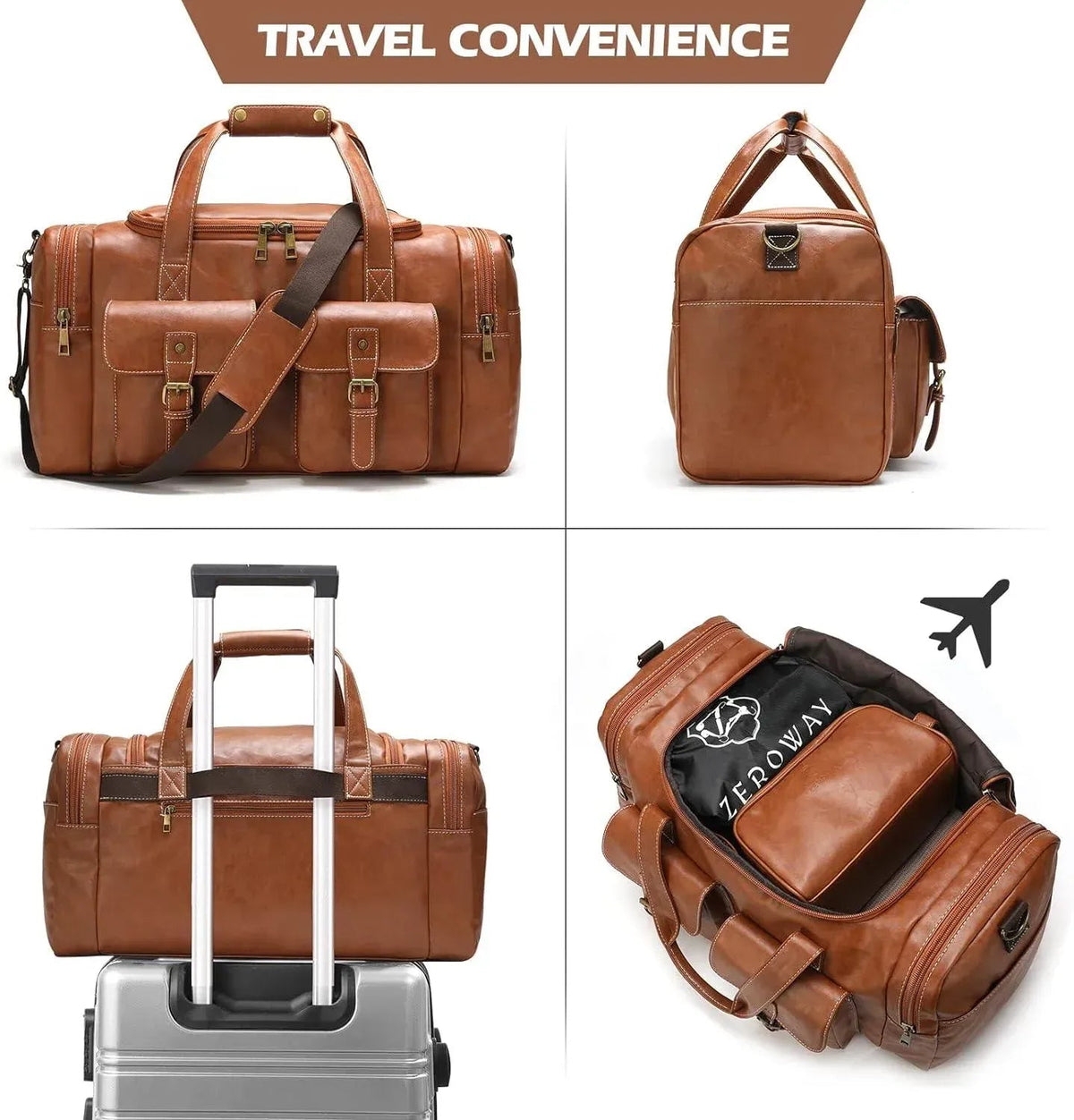 Men’s Vegan Leather Duffel Bag – With Toiletry Set