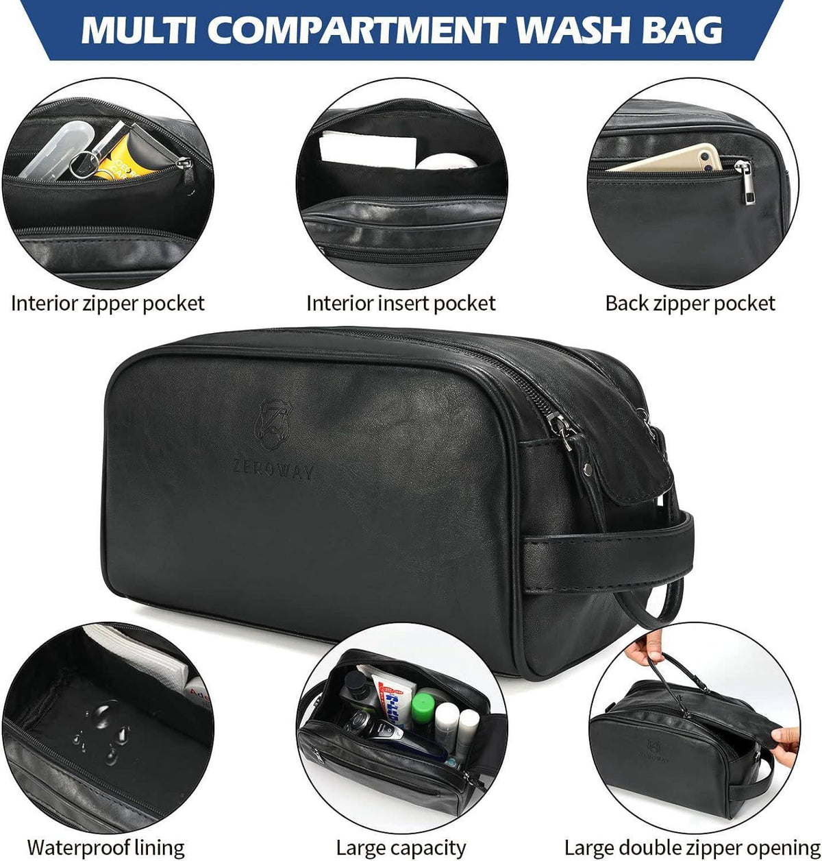 Men’s Vegan Leather Duffel Bag – With Toiletry Set