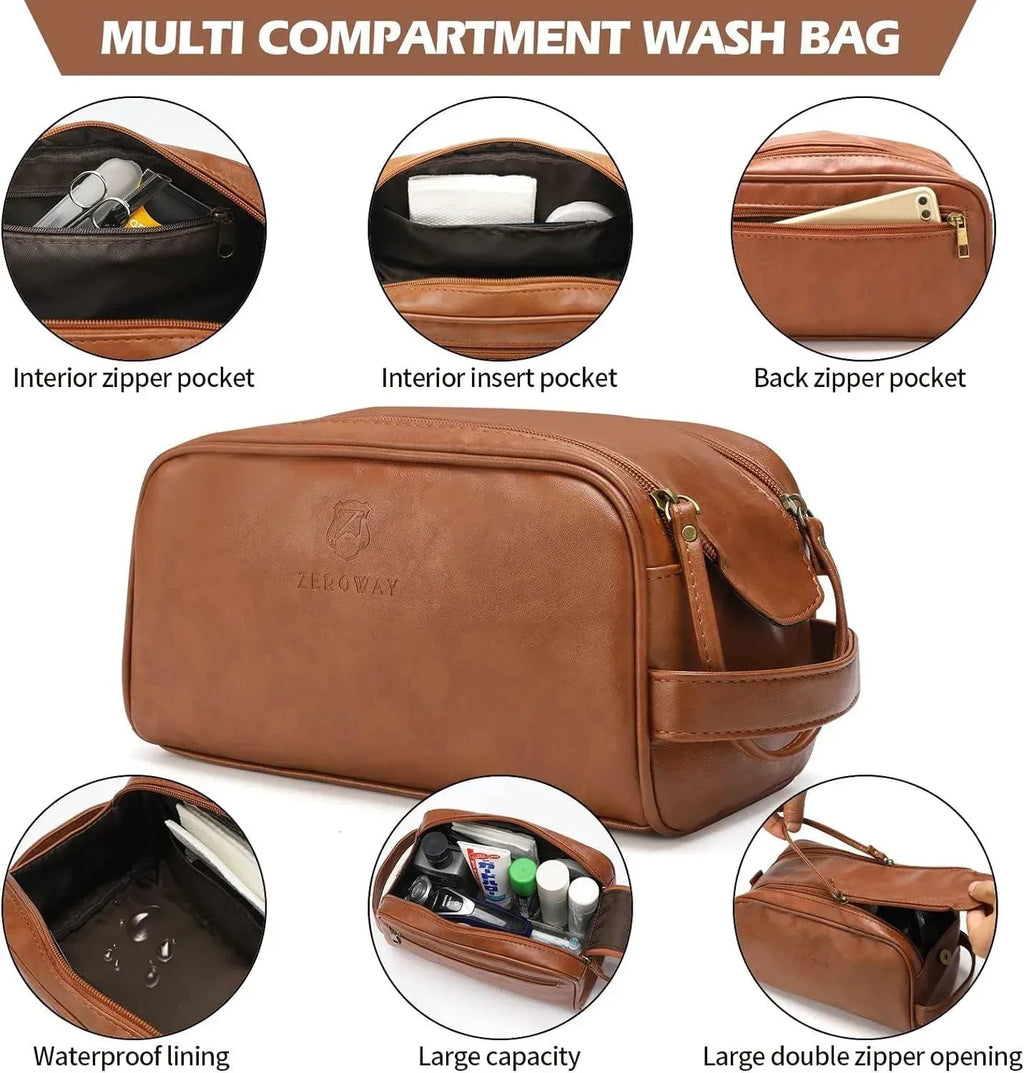 Men’s Vegan Leather Duffel Bag – With Toiletry Set