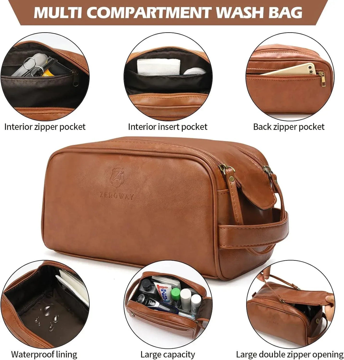 Men’s Vegan Leather Duffel Bag – With Toiletry Set