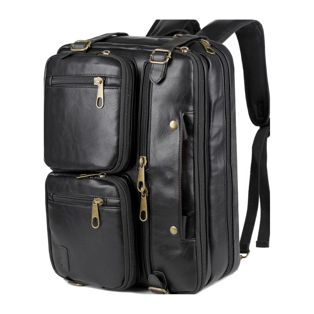 Men's Vegan Leather Messenger Bag – Convertible Work Carry