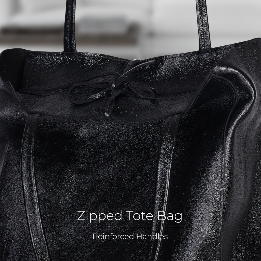 Italian Genuine Metallic Suede Tote Bag | Pisa