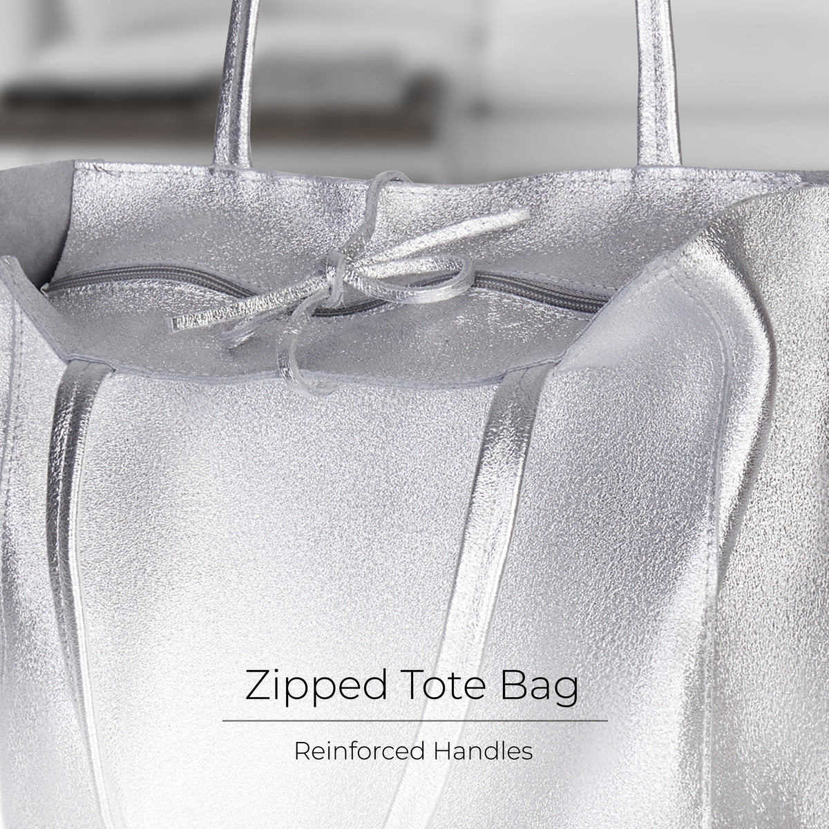 Italian Genuine Metallic Suede Tote Bag | Pisa